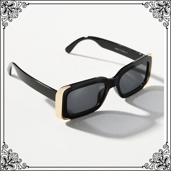 ANTHROPOLOGIE Accessories - ANTHROPOLOGIE - I-SEA Ali Gold-Plated Black Sunglasses